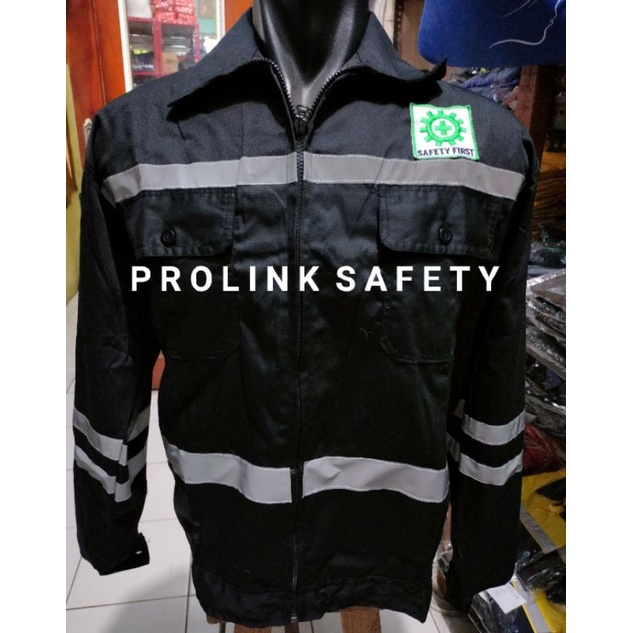 SERAGAM SAFETY HITAM RESLETING LENGAN DOBLE SCOTLIGT