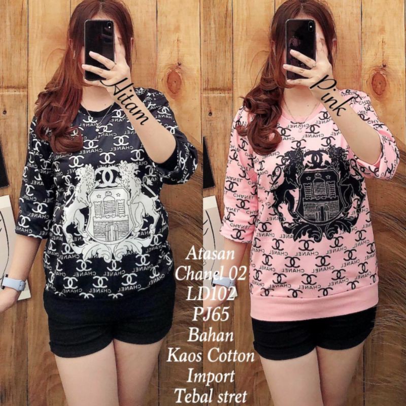Atasan kaos lengan panjang wanita remaja chanel 02