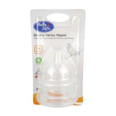 Baby Safe Wide Neck Nipple Dot Botol Susu Bayi Double Valves Isi 2 DWN0M DWN0L DWNXL