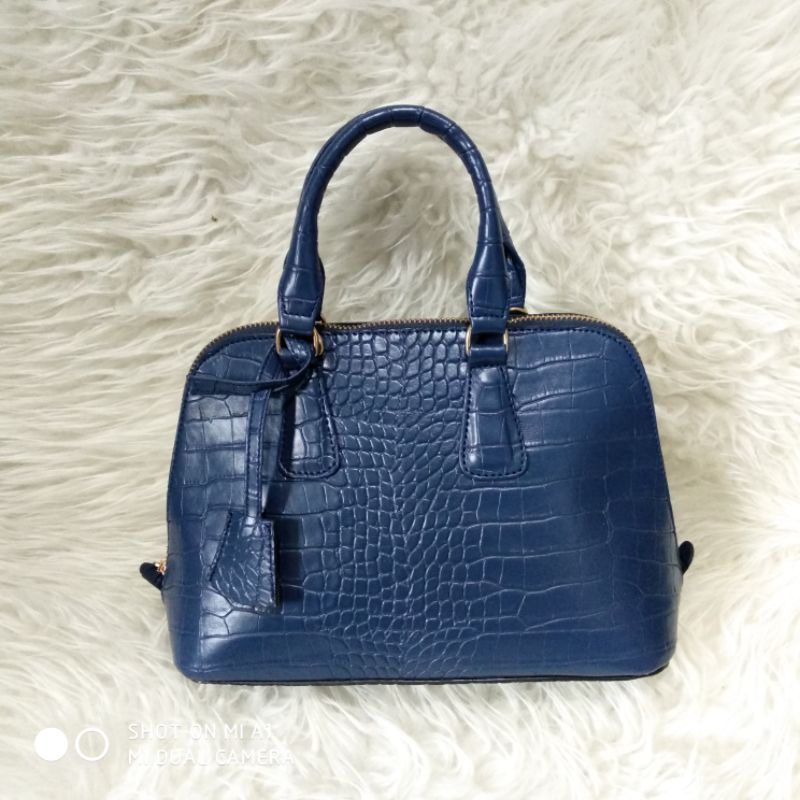 ALMA Croco [Navy /Biru Dongker ] Tas Wanita Fashion Impor Import Kulit Fashionista Kecil Mini Trendy