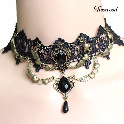 Kalung Choker Bahan Lace Gaya Vintage Gothic Untuk Wanita