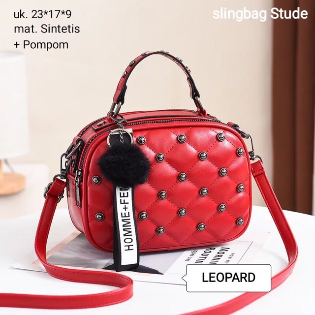 Tas Wanita SLINGBAG FULL STUD Free Pompom L’PARD