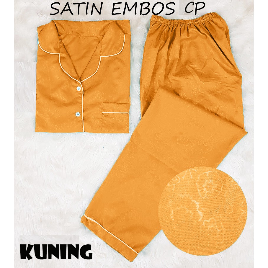 HipNop SATIN CP EMBOS JUMBO BAJU TIDUR WANITA CELANA PANJANG PIYAMA CEWE CEWEK SLEEPWEAR MAROON-6