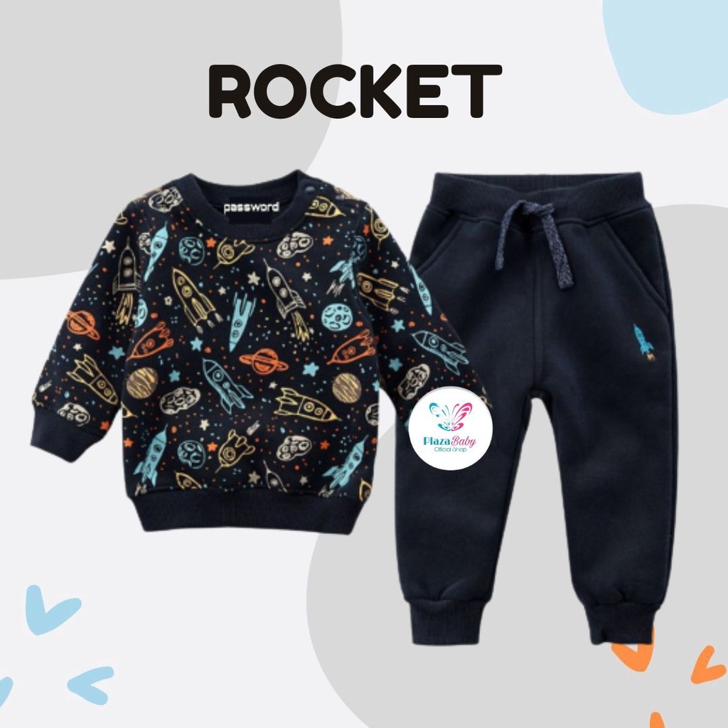 plazababyku PASSWORD ROCKET Setelan Sweater 1 - 7 Tahun Baju Anak BerKualitas