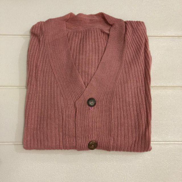 CARDIGAN RAJUT WANITA || KARDIGAN BASIC POLOS CEWEK CROP CARDY WILLY PREMIUM || OUTER KNITTED CARDI-Dusty Pink
