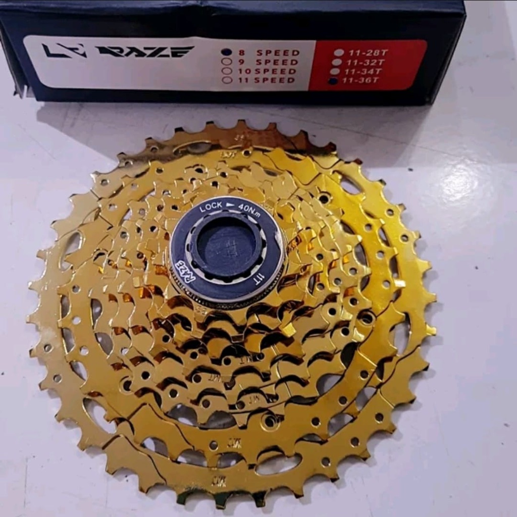 TERMURAH!!! Sprocket Sepeda 8 Speed 11-36 T Cassete / RAZE Gold / Realpict