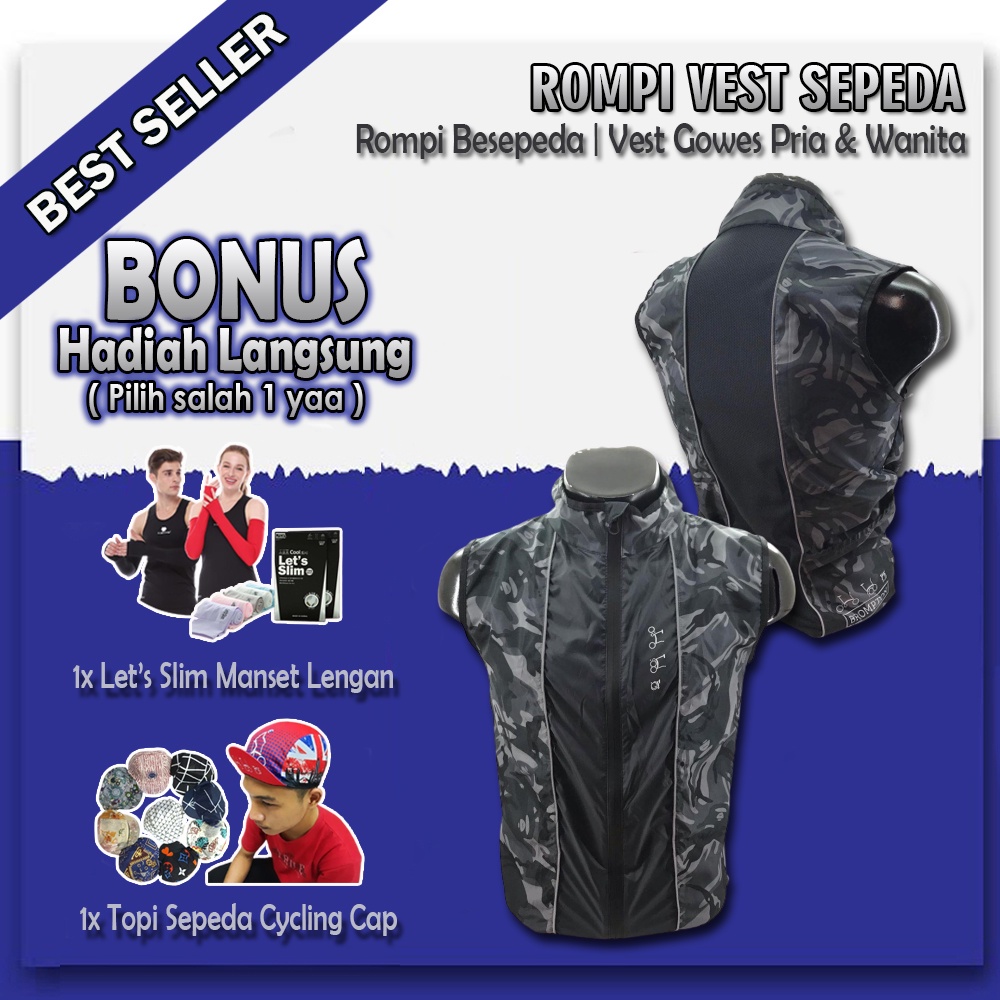 Rompi Gowes Bersepeda| Vest Sepeda Jaket Windbreaker