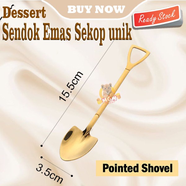 sendok unik Sekop stainless Gold sendok dessert kue 15cm escream taman