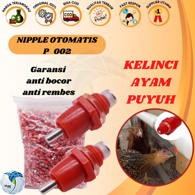 Alat Minum Ayam Puyuh Kelinci Otomatis P002 Nepel Merah Nipple Nepel Nipel