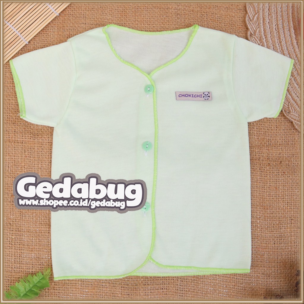 6pcs - Baju Pendek Bayi SNI CHOKICHI Polos Warna size Newborn 0-4 Bulan