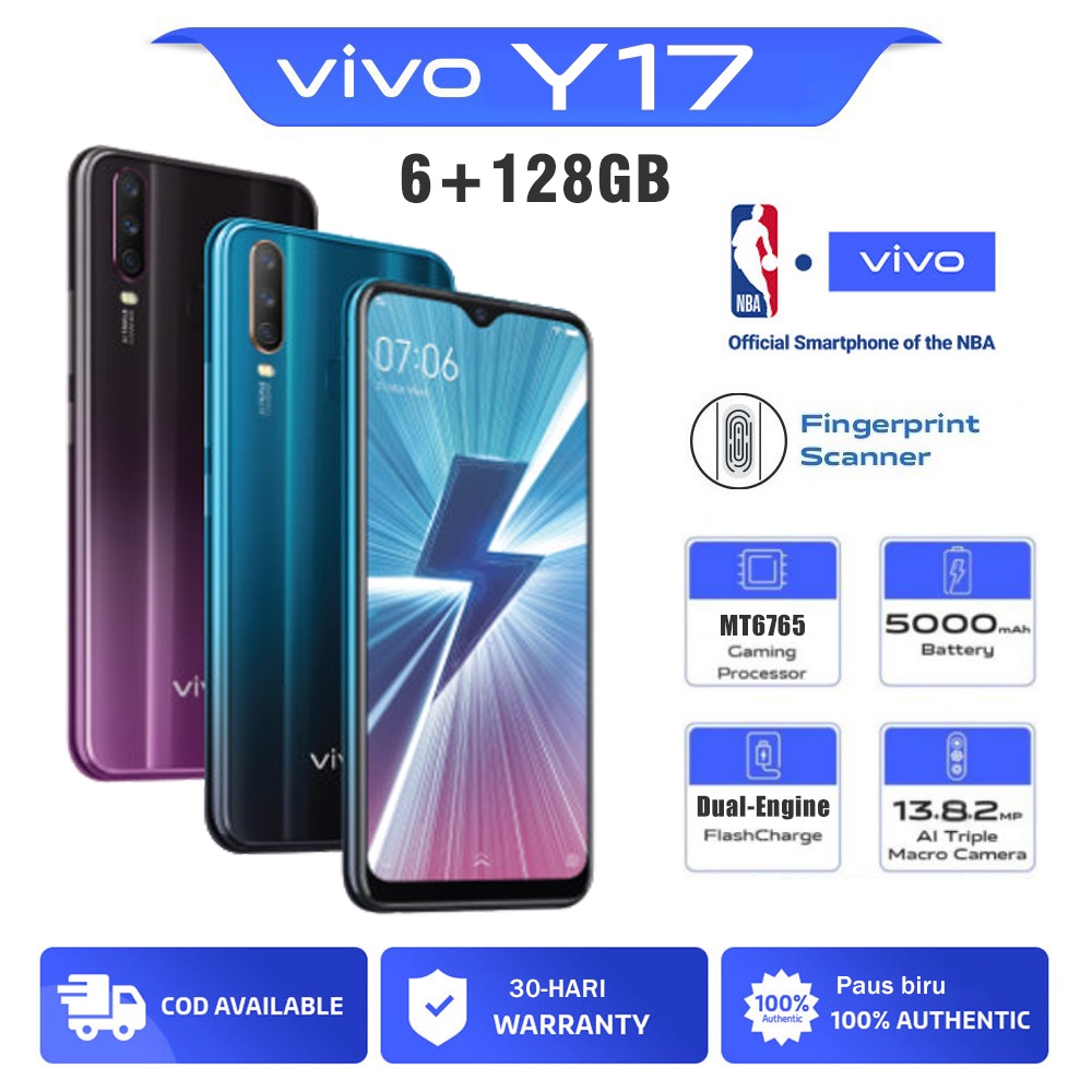 handphone vivo Y17 ram6 128GB 6.35-inch hp smartphone 100% baru original