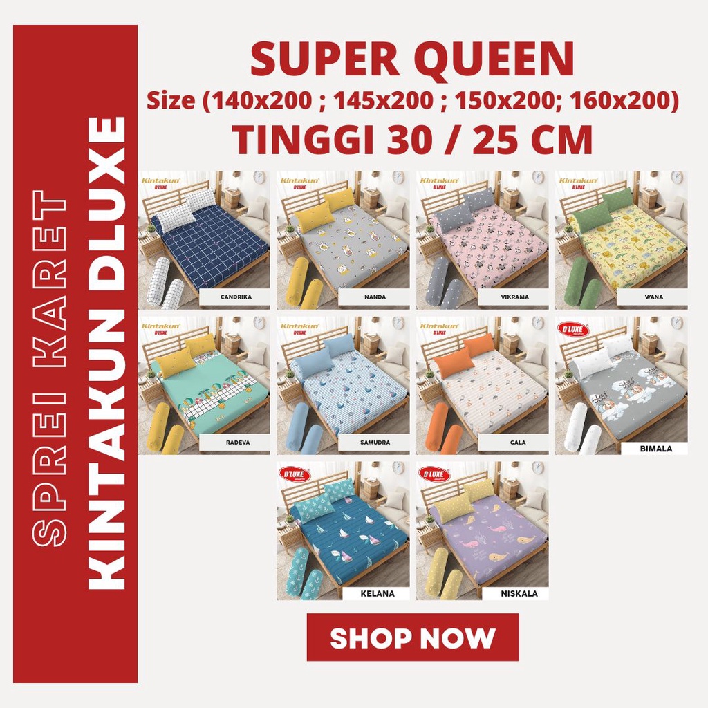 Kintakun [D'luxe] Motif Kartun Tinggi 30 & 25 Queen Size Sprei 140x200 145x200 150x200 160x200 Anak 