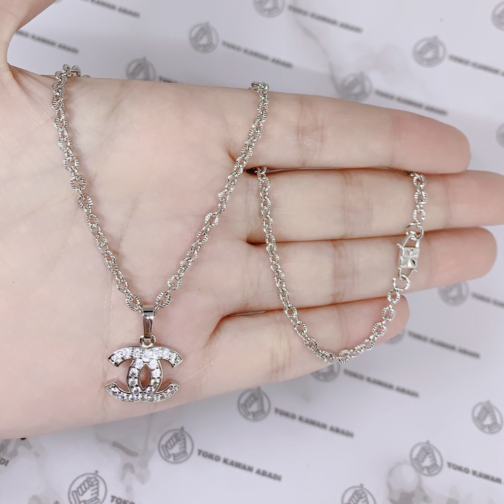 Xuping Silver Perhiasan Fashion Kalung Wanita Model Nuri Liontin Permata Anti Karat *46