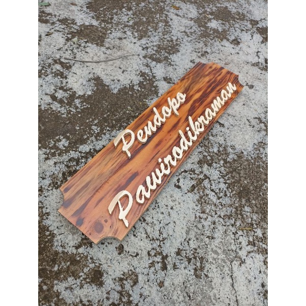 papan nama kayu jati belanda