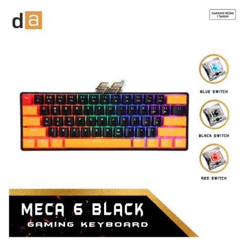 Keyboard gaming digital alliance da wired usb type-c mechanical 60 percent 61 key rainbow meca6 meca 6