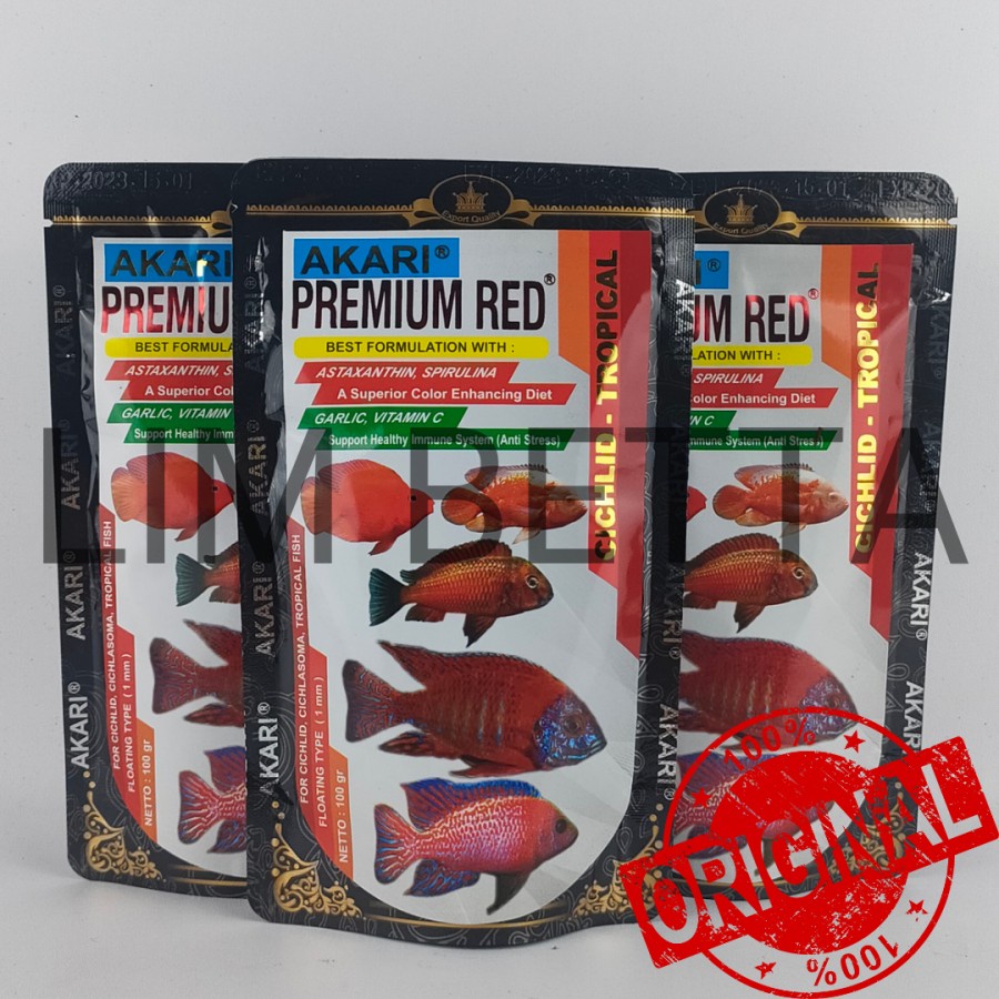 AKARI PREMIUM RED CHICLID 100 GRAM / MAKANAN IKAN CHICLID