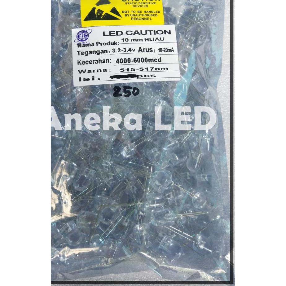 LED 10 mm P-Putih/Biru/Merah/Kuning/Hijau (250 pcs)