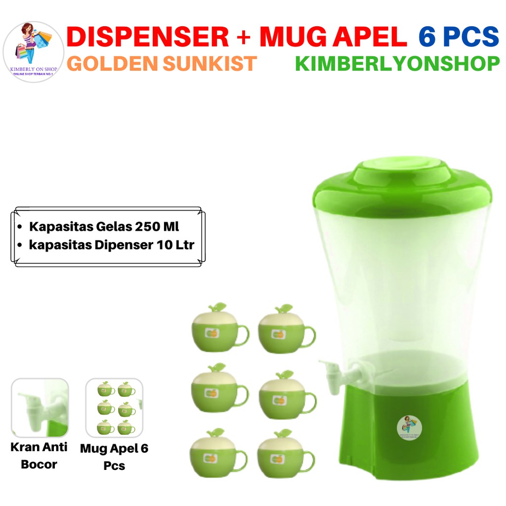 Dispenser Air Minum Golden Sunkist Free Mug Apel 6pcs