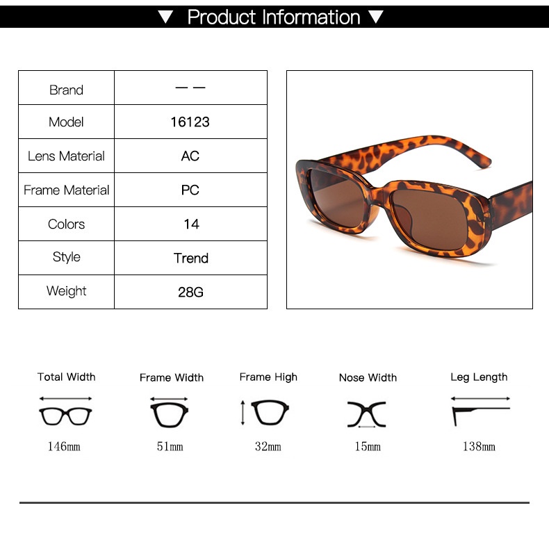 Kacamata Hitam Dengan Frame Kecil Motif Leopard Untuk Wanita