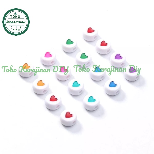 [ 120 pcs ] Manik Mote Love Mute Bulat Pipih Bahan Meronce