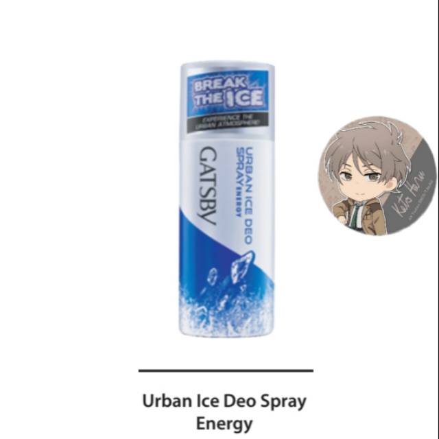 gatsby urban ice deo spray 150ml energy biru kaleng