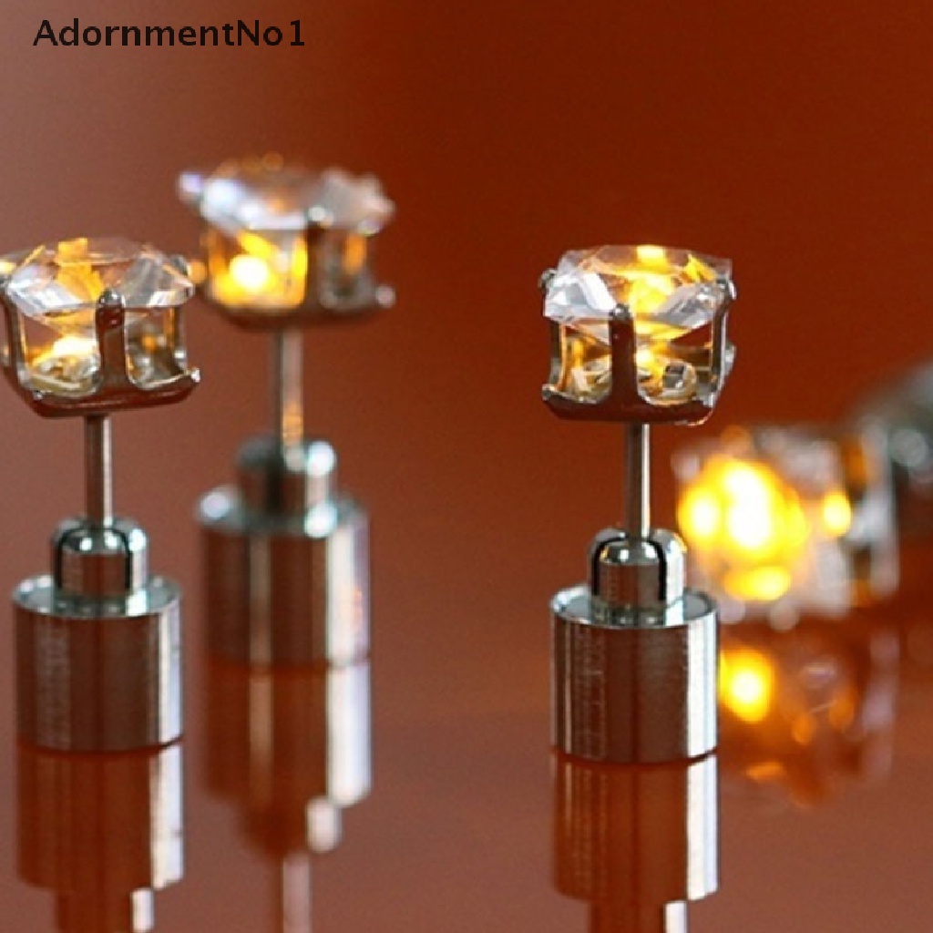 (AdornmentNo1) 1 Pasang Anting Tusuk Gantung Desain Mahkota Hias Kristal + Lampu LED Menarik Untuk Pesta