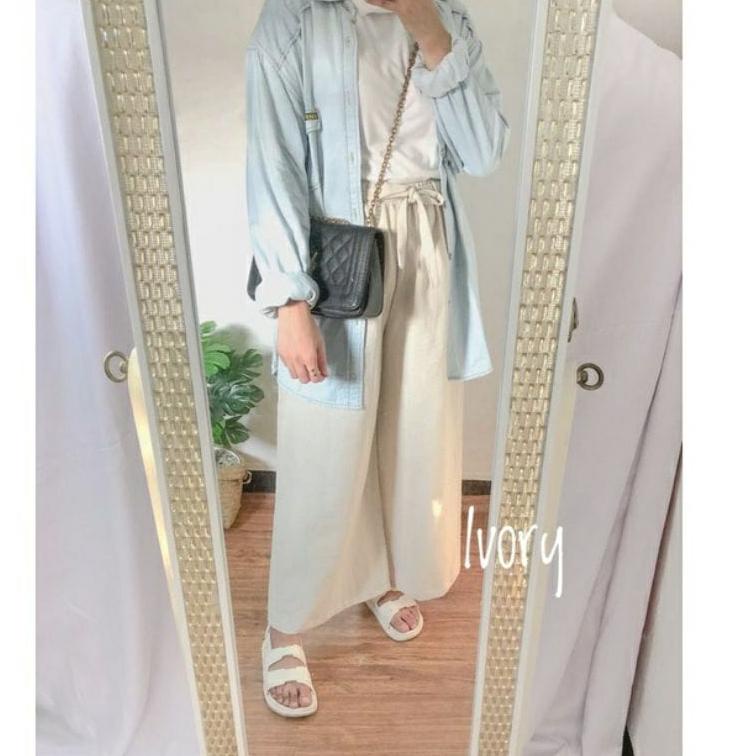 {SRI.25Au22w} CELANA KULOT LINEN ANGEL PREMIUM, CELANA UNIQLO