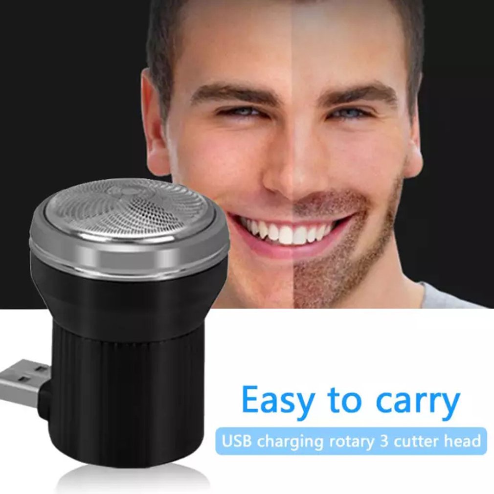 Alat Cukur Jenggot dan kumis portable recharge bisa dengan HP Travel Portable USB Mini Trimmer Mini Electric Shaver Men's Portable Hair Clipper Fashion Shavers Beard Hair Removal Pocket Black Metal USB Charging Men's Shaver