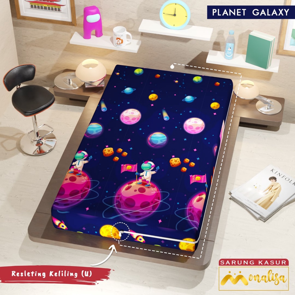 Monalisa Premium Sarung kasur Uk 90/100/120 T 15/20 - Planet Galaxy