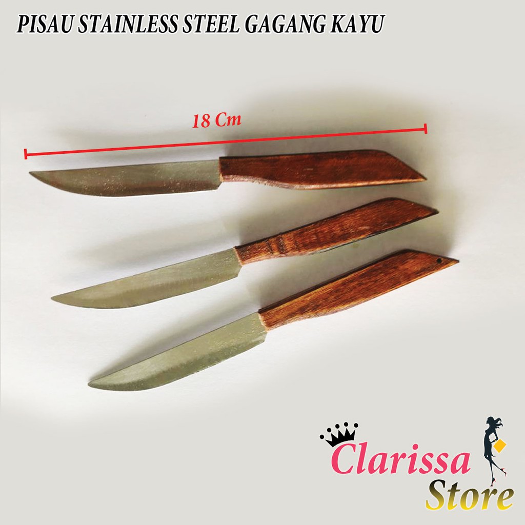 PISAU STAINLESS STEEL GAGANG KAYU PISAU DAPUR PISAU KECIL PISAU BUAH