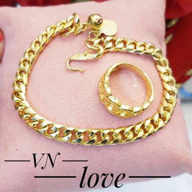 Gelang plus cincin lapis emas 24k terlaris 2123