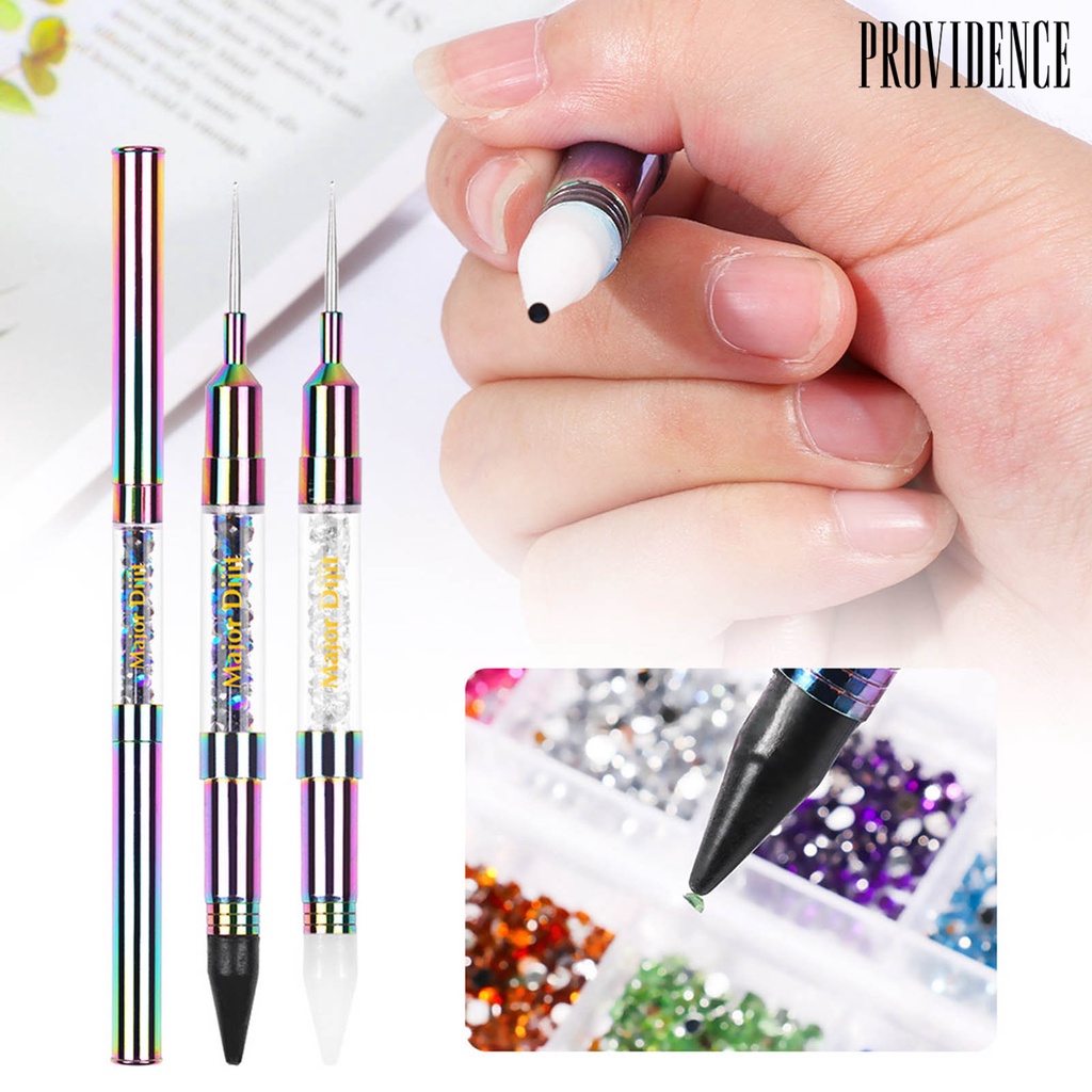 Providence Double Head Nail Dotting Pen Colorful Electroplating Acrylic Nail Art Rhinestone Picker Wax Pencil for Female