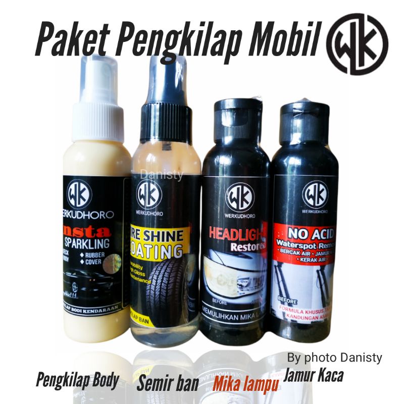 Pembersih mobil paket mantulll/semir ban/pembersih headlight/pengkilap/anti jamur kaca by WK