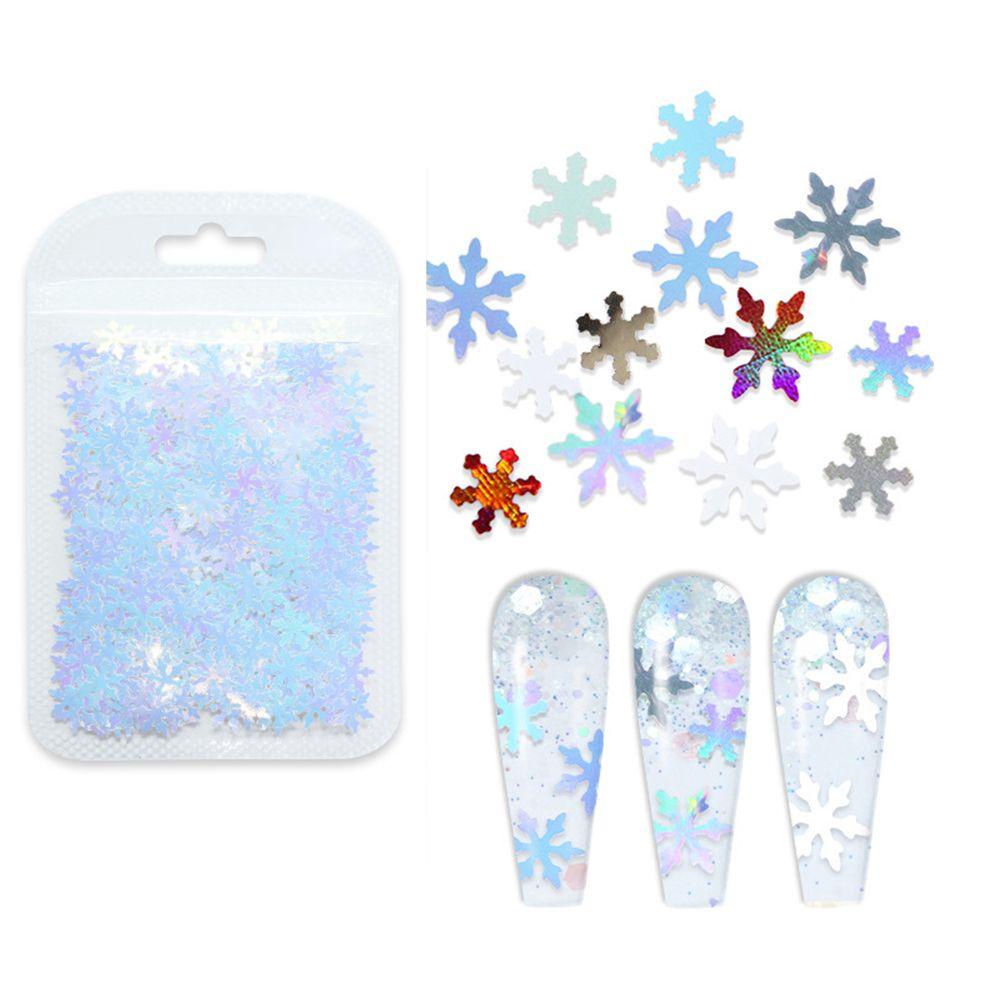AUGUSTINA Augustina Snowflake Nail Sequin Laser Charm Glitter Flakes Snowflake Shiny DIY Nail Art Dekorasi