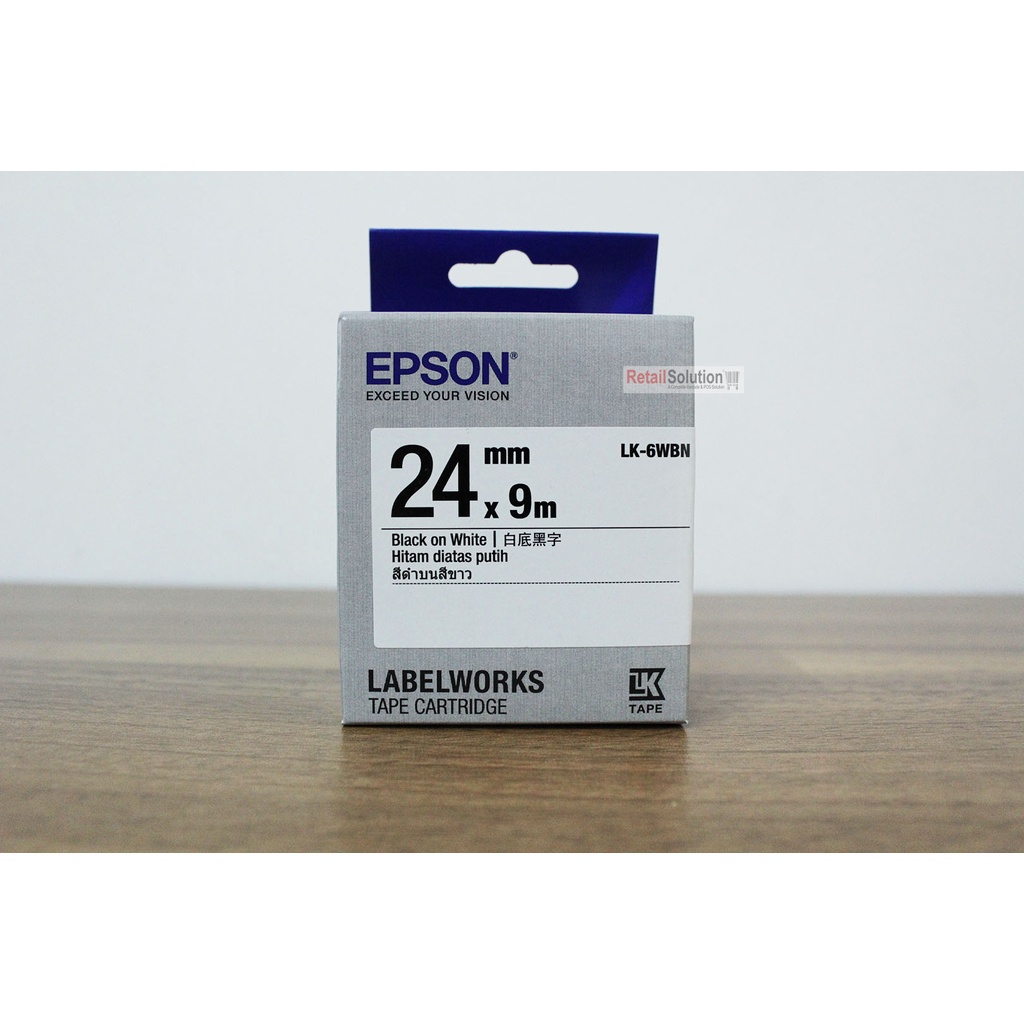 Tape Cartridge 24mm / 24 mm -  EPSON LK6WBN LK-6WBN Labelworks Black on White