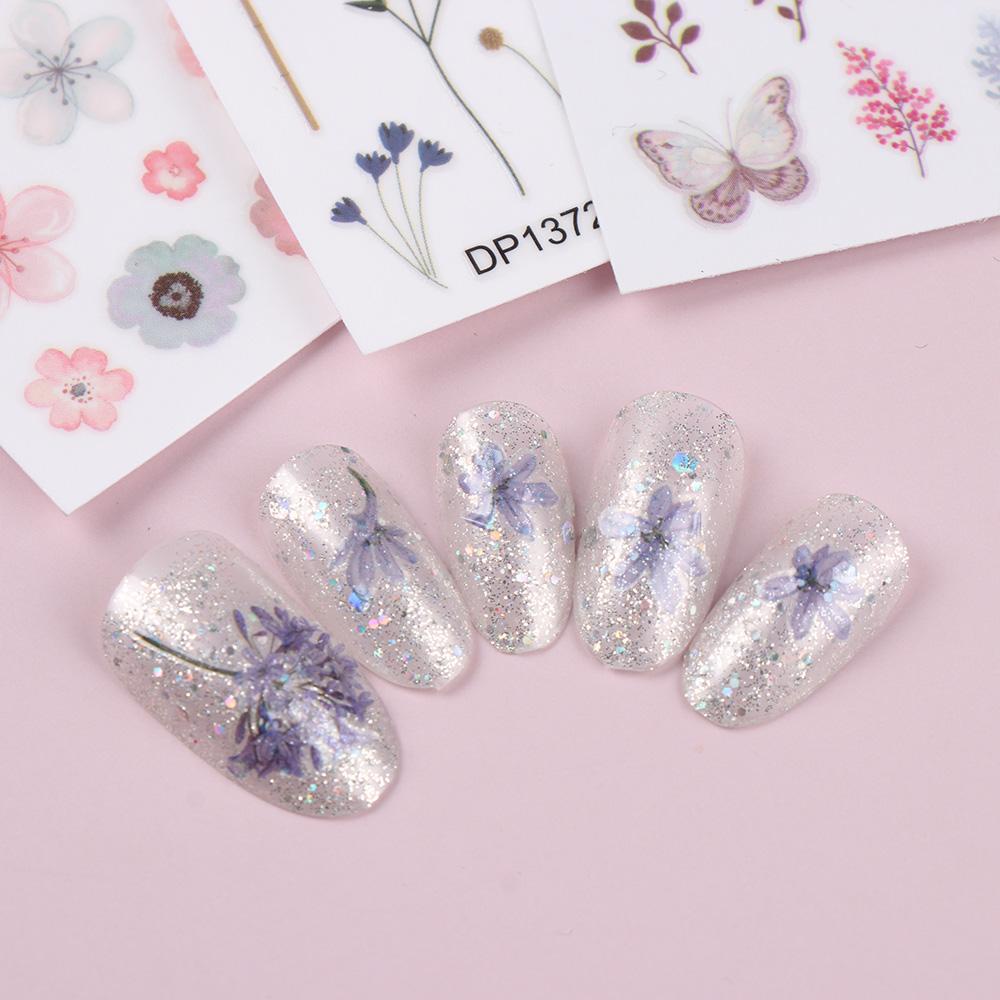 Preva Stiker Kuku Dekorasi Kuku Self-Adhesive Decals Desain Warna-Warni Sakura