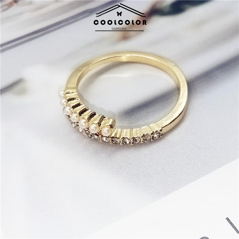 COD Cincin Mutiara Berlian Sederhana Manik-Manik Unik Gaya Retro Untuk Wanita Cincin Jari Telunjuk yang Dipersonalisasi Fashion Accessories
