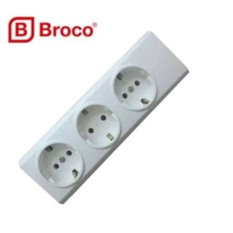 BROCO Stop Kontak 3 Lubang Putih Stop Kontak Broco