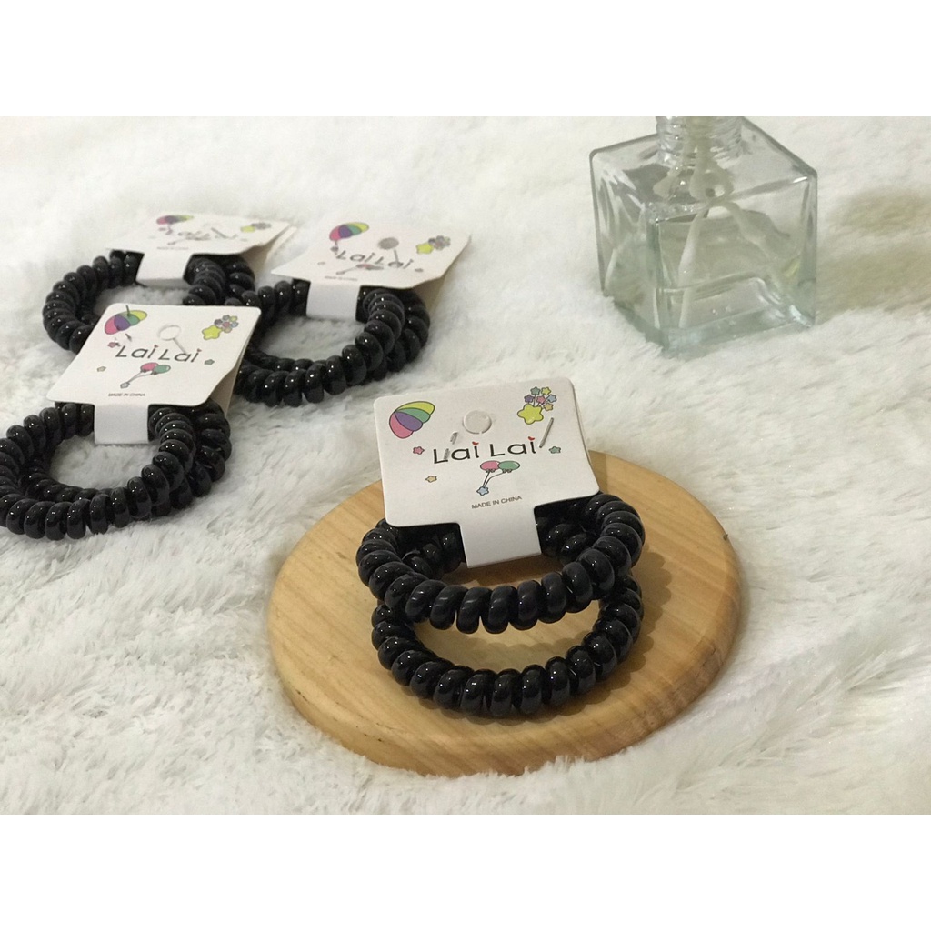 karet ikat rambut cepol elastis / spiral / kabel / jelly / per 2 pcs