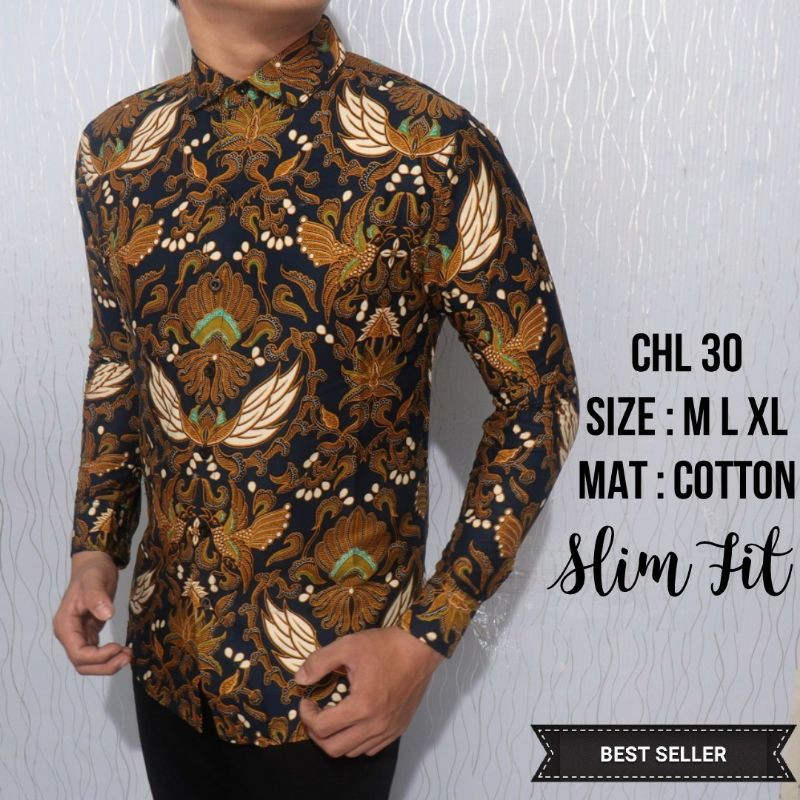 HEM KEMEJA BATIK PRIA SLIM FIT LENGAN PANJANG KATUN HALUS CBL850