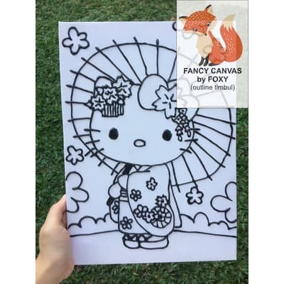 

READY STOK KANVAS LUKIS ANAK OUTLINE TIMBUL GAMBAR - HELLO KITTY 3 PERALATAN MELUKIS ANAK