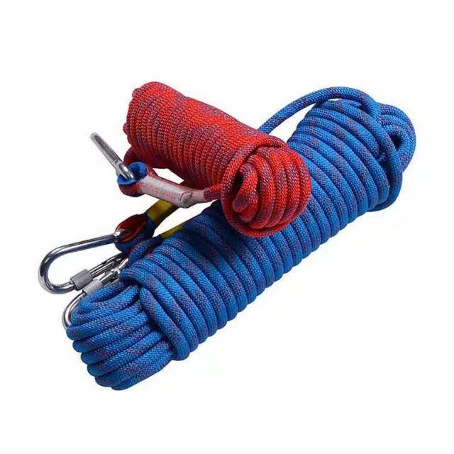 Tali Paracord Panjang Tebing Climbing Rope 10mm 10M Steel Buckle 24KN