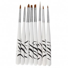 Bisa COD Alat Kecantikan Brush Kutek Kuku Zebra Nail Art 8 PCS - White