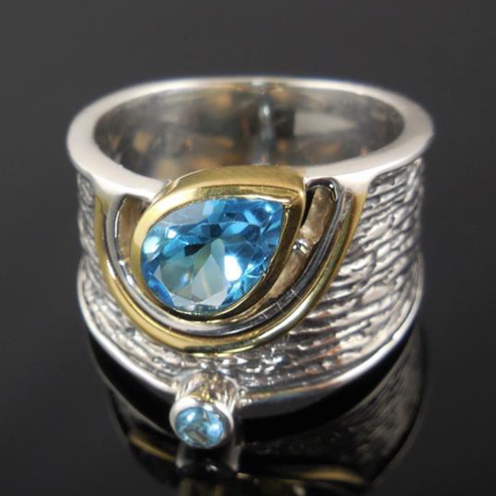 Hu Hu Hu Hu Hu Alat Bantu Pasang Kacamata♡ Cincin Lebar Bentuk Tetesan Air Hias Batu Permata Imitasi Gaya Etnik Untuk Unisex