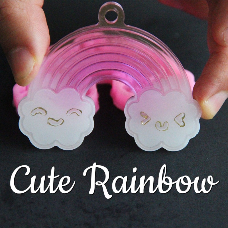 Siy Cetakan Liontin Epoxy Bentuk Awan Pelangi Bahan Silikon Untuk Gantungan Kunci DIY