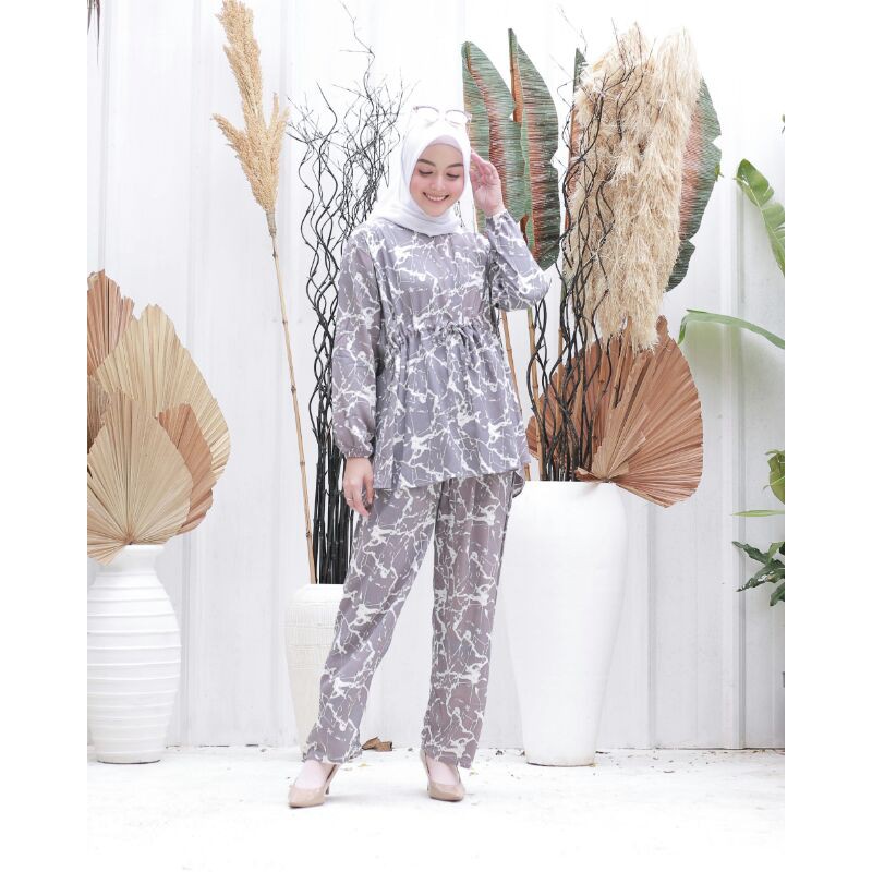ONE SET TALI SERUT baju setelan busui friendly katun rayon adem tie dye lengan panjang