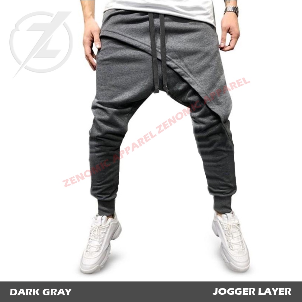 Celana Jogger Harem Pants Cowok Zenomic Layer - Sweatpants Hip Hop Pria Korean Style Etnik Hypebeast