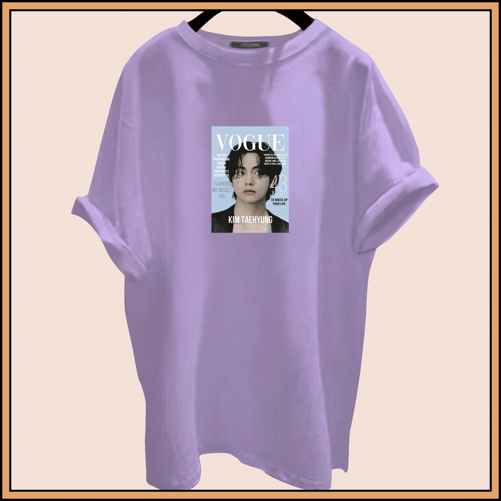 CALVIERO SHOP - BAJU KAOS ATASAN WANITA PRINT VOGUEE TAEKHYUNG LOGO GALAXY PRINT