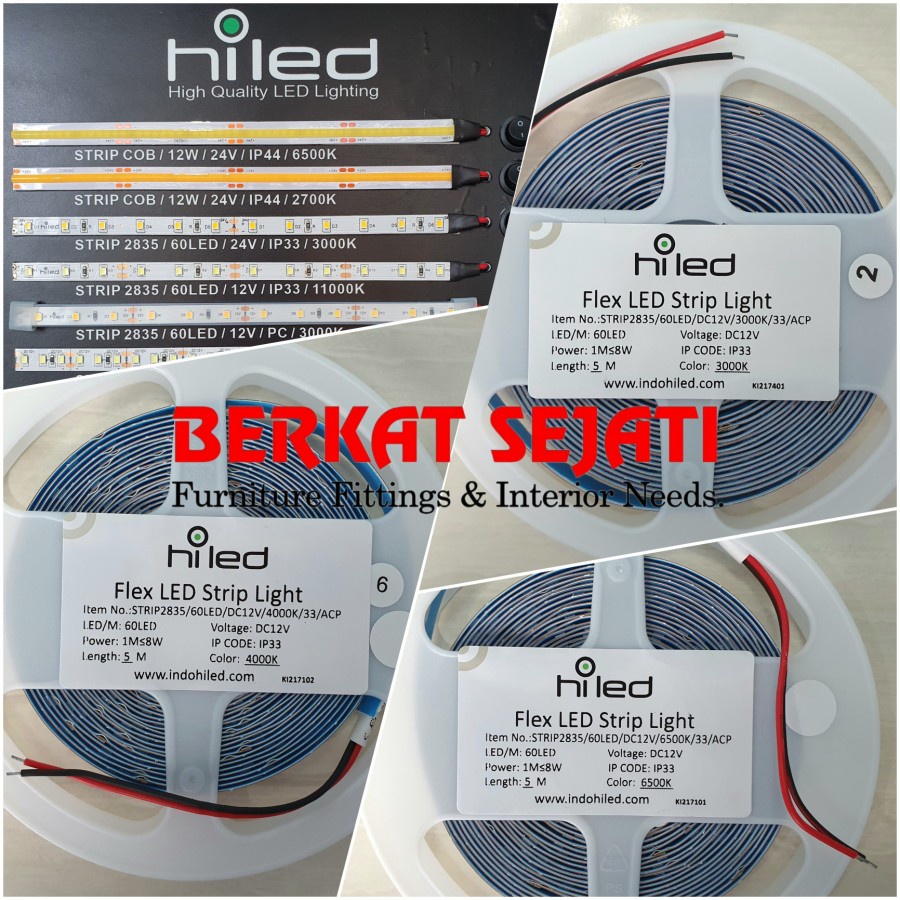 HILED HI LED Strip 2835 ip33 12v Mata Kecil Indoor 3000K 4000K 6500K