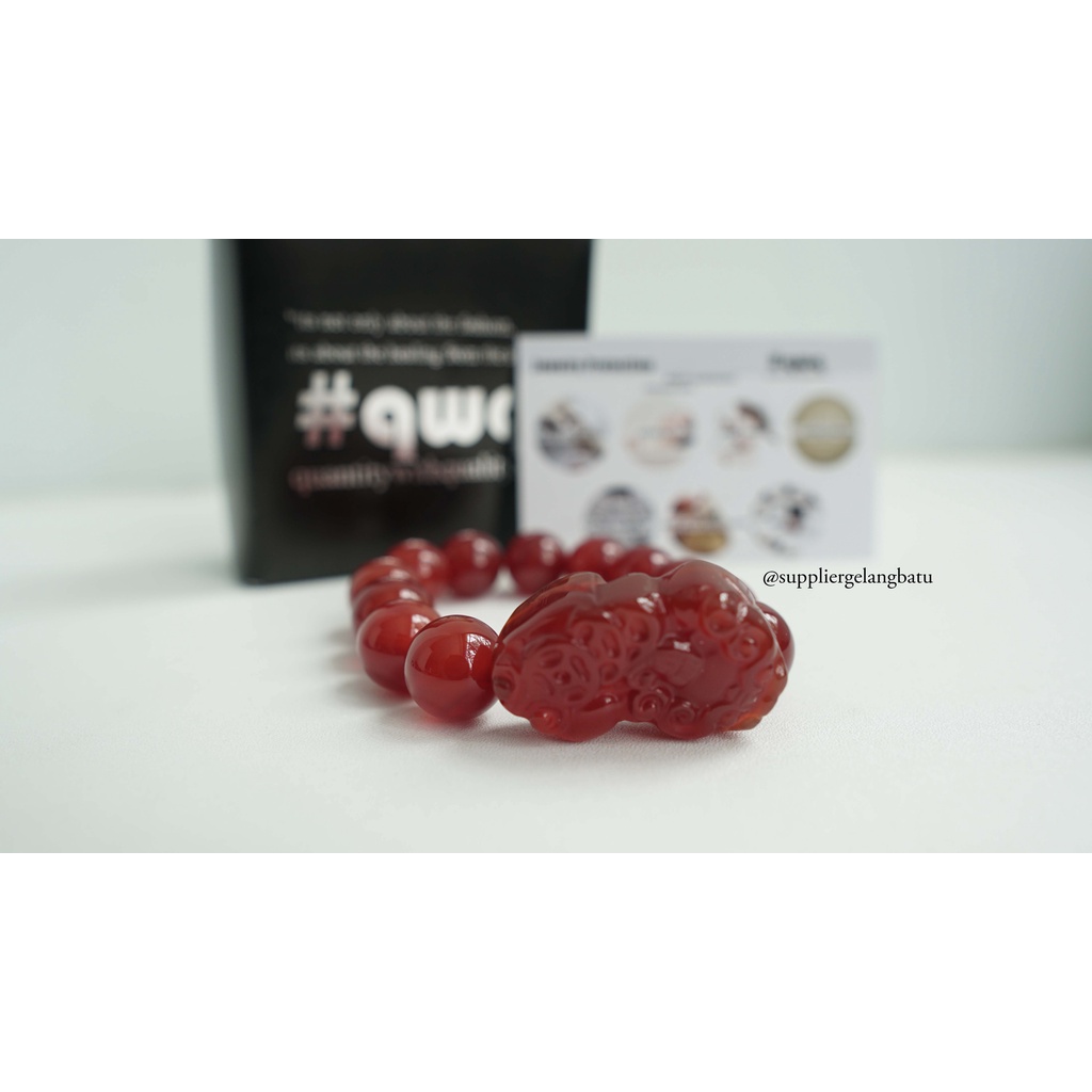 Gelang Batu Pixiu GARNET MERAH 14mm natural premium stone healing